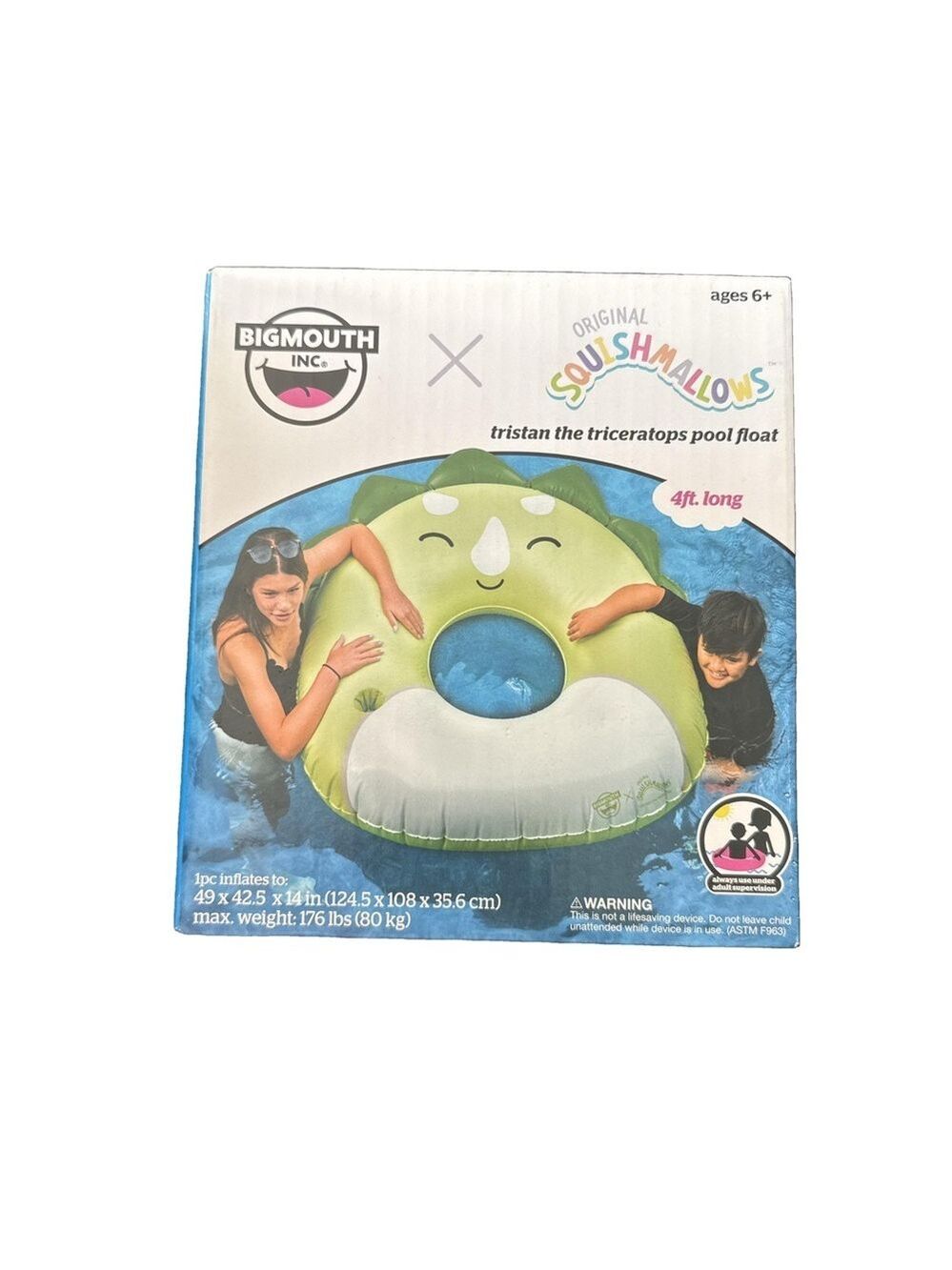 New Big Mouth Inc. Squishmallows Triceratops Pool Float.